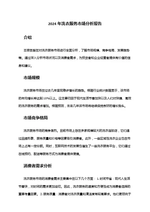 2024年洗衣服务市场分析报告