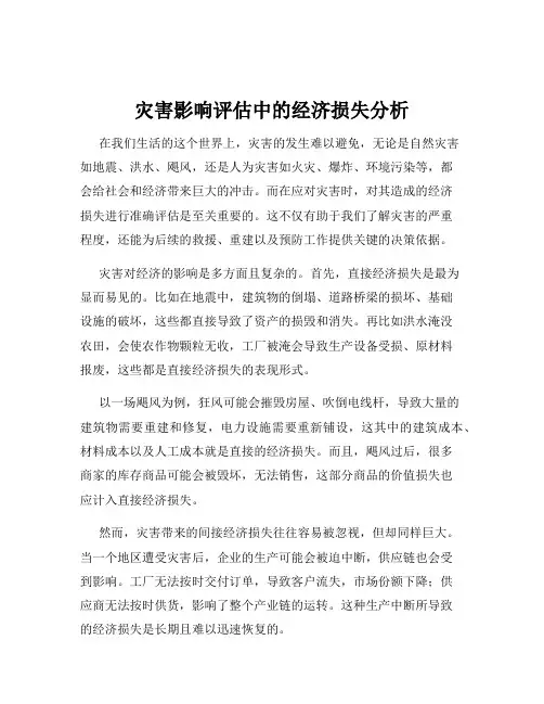 灾害影响评估中的经济损失分析