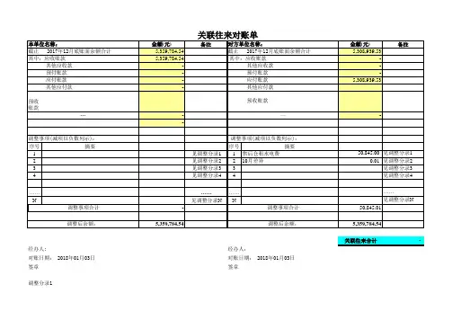 往来对账调节表(参考)