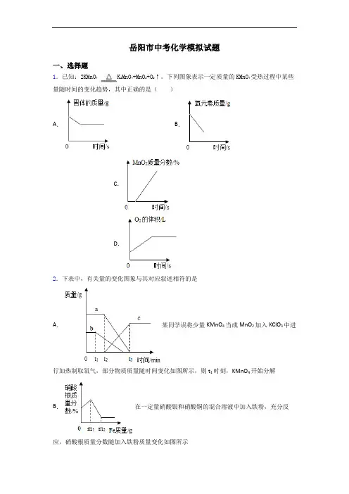 岳阳市中考化学模拟试题