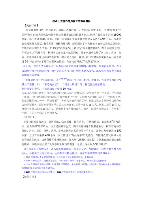杭州十大特色潜力行业