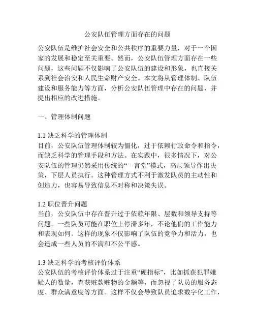 公安队伍管理方面存在的问题
