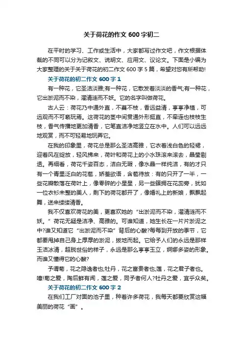 关于荷花的作文600字初二
