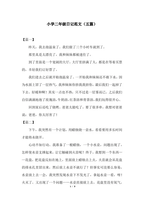 小学二年级日记范文(五篇)