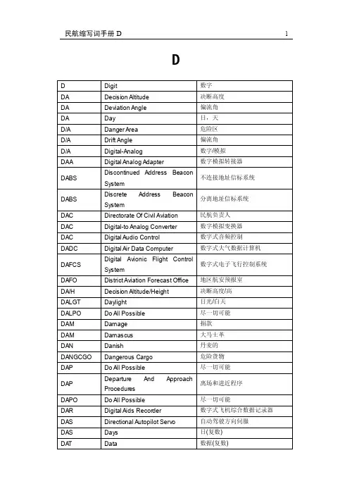 民航英语缩略词D