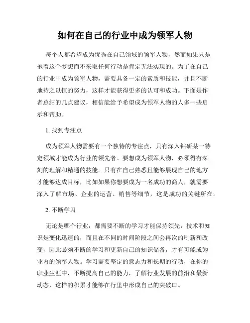 如何在自己的行业中成为领军人物