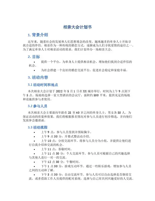 相亲大会计划书
