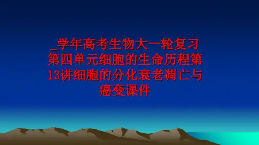 最新_高考生物大一轮复习第四单元细胞的生命历程第13讲细胞的分化衰老凋亡与癌变课件