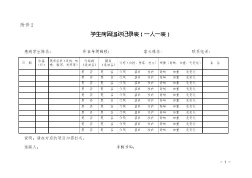《学生病因追踪记录表》《学生因病缺课联系卡》
