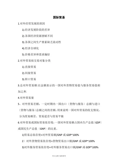 国际贸易知识要点