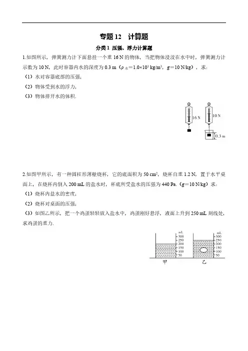 (中考物理)专题12 综合计算题必刷题