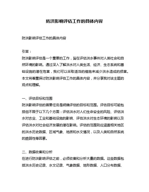 防洪影响评估工作的具体内容