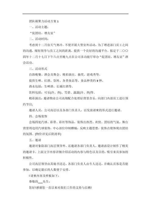 团队凝聚力活动方案模板