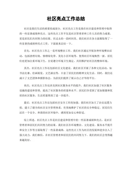 社区亮点工作总结