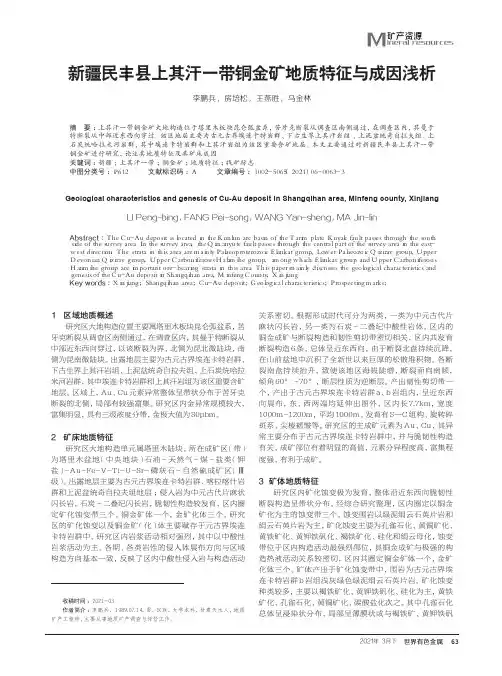 新疆民丰县上其汗一带铜金矿地质特征与成因浅析