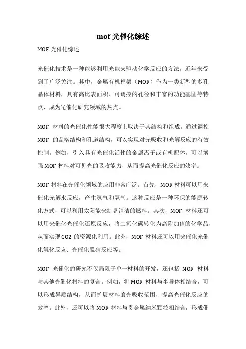 mof光催化综述