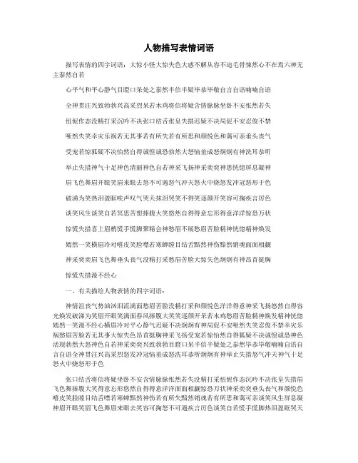 人物描写表情词语