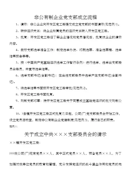 非公企业组建党支部流程