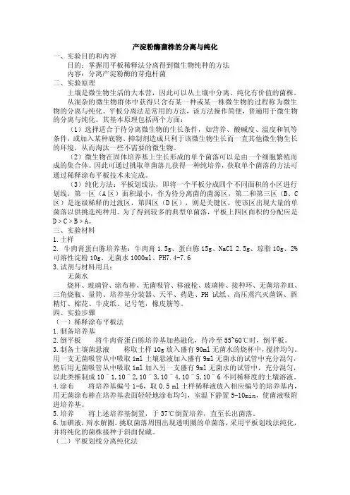 产淀粉酶菌株的分离与纯化