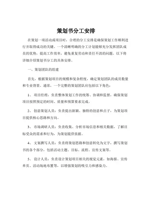策划书分工安排