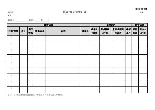 客服日常表格记录