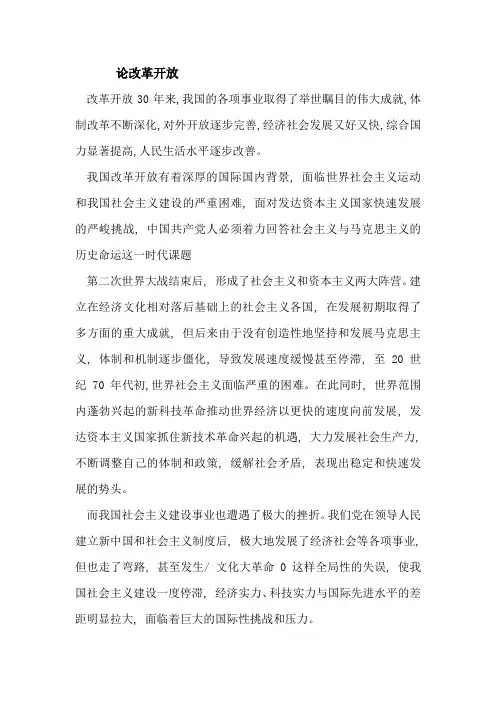 毛概论文---改革开放