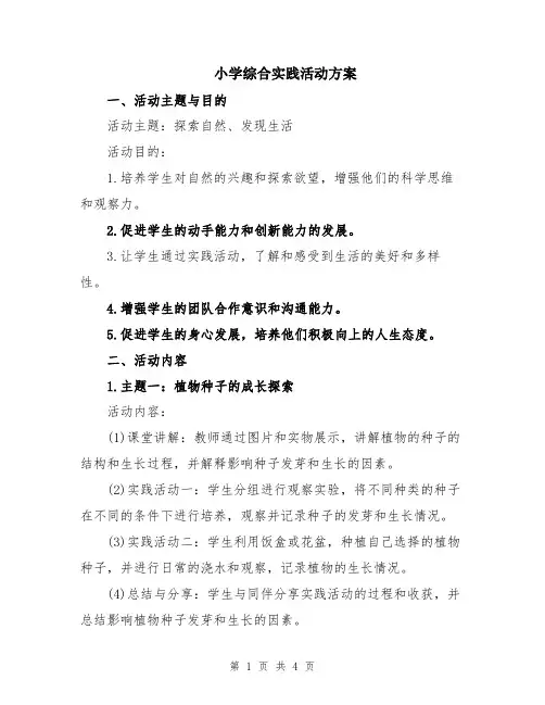 小学综合实践活动方案