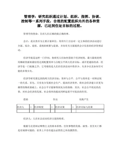经济管理专业术语