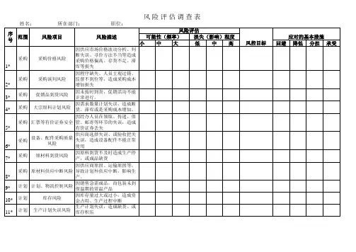 风险评估调查表