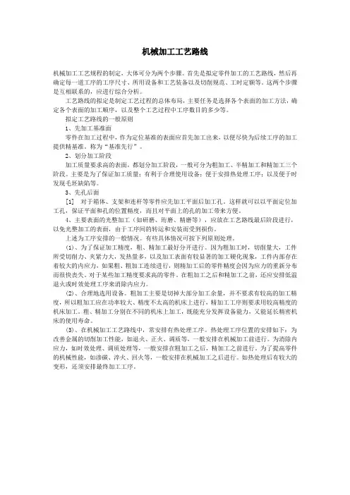 机械加工工艺路线