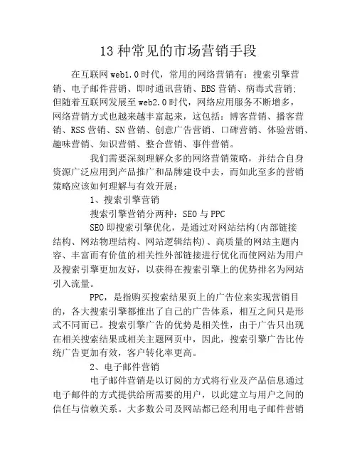 13种常见的市场营销手段