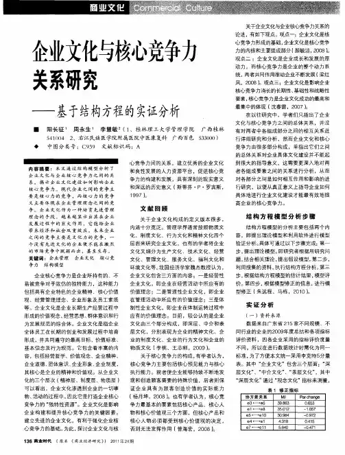 企业文化与核心竞争力关系研究——基于结构方程的实证分析