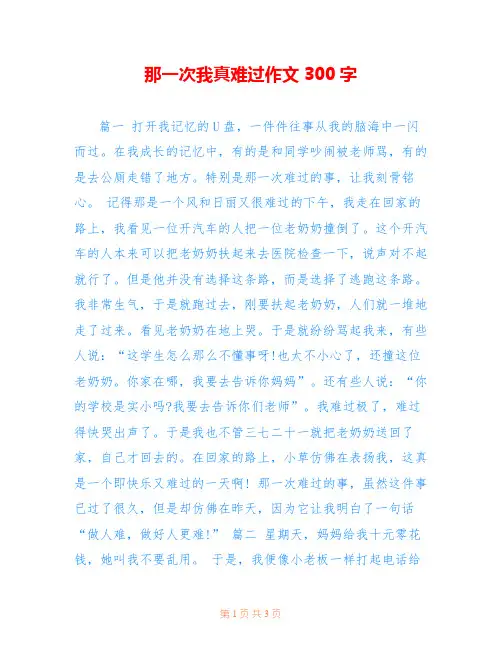 那一次我真难过作文300字
