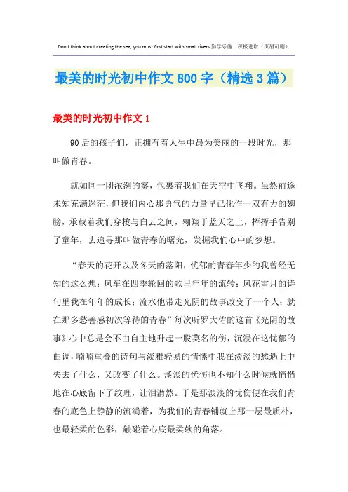 最美的时光初中作文800字(精选3篇)
