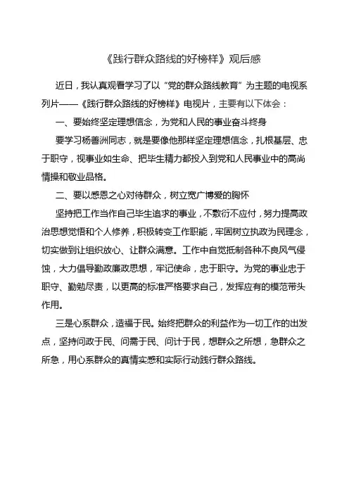 《践行群众路线好榜样》观后感
