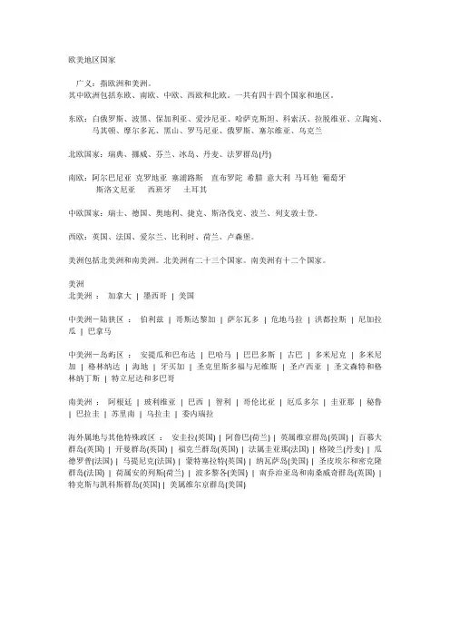 欧美地区国家