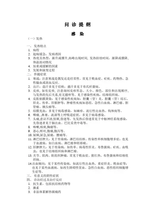 问诊提纲
