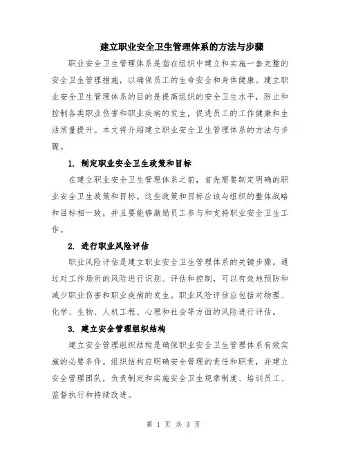 建立职业安全卫生管理体系的方法与步骤