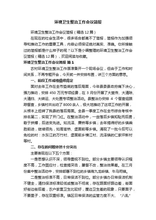 环境卫生整治工作会议简报（精选12篇）