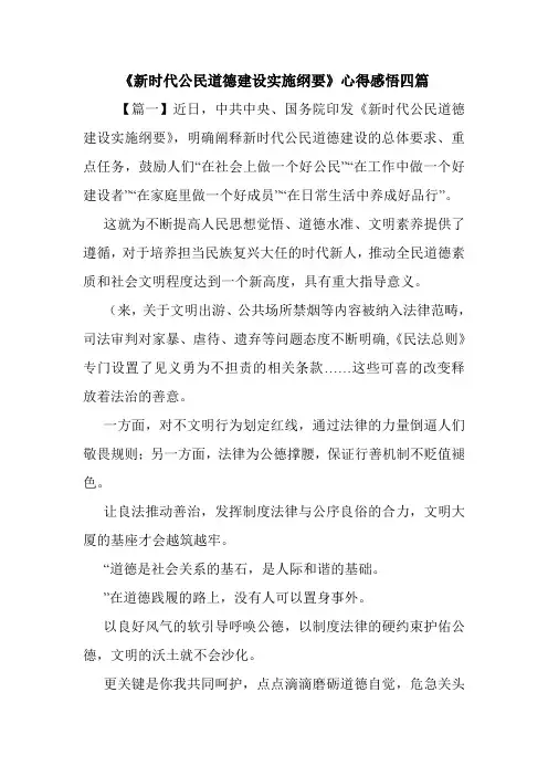 《新时代公民道德建设实施纲要》心得感悟四篇_0.doc