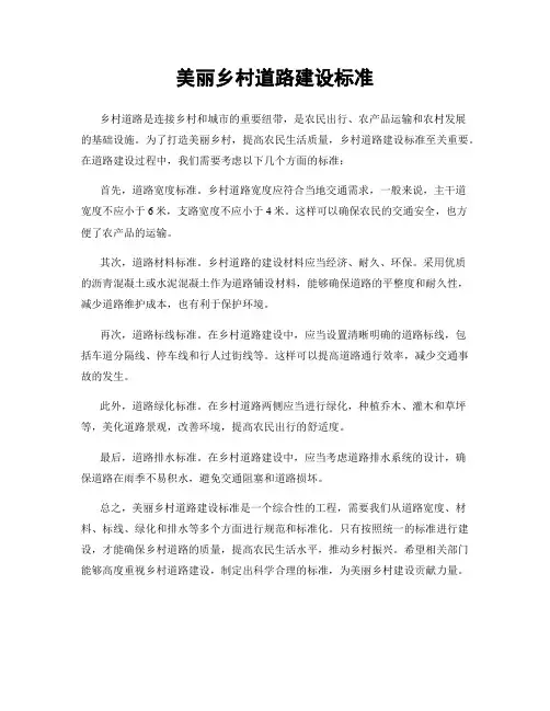 美丽乡村道路建设标准