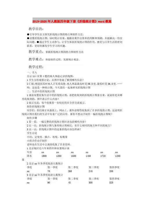 2019-2020年人教版四年级下册《折线统计图》word教案