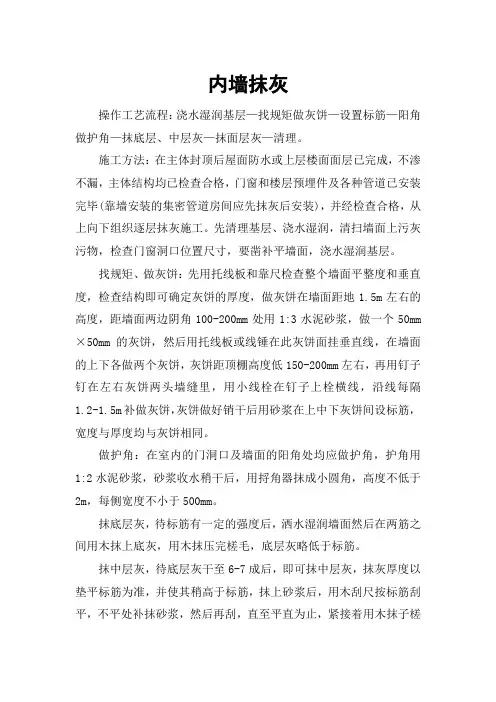 内墙抹灰 
