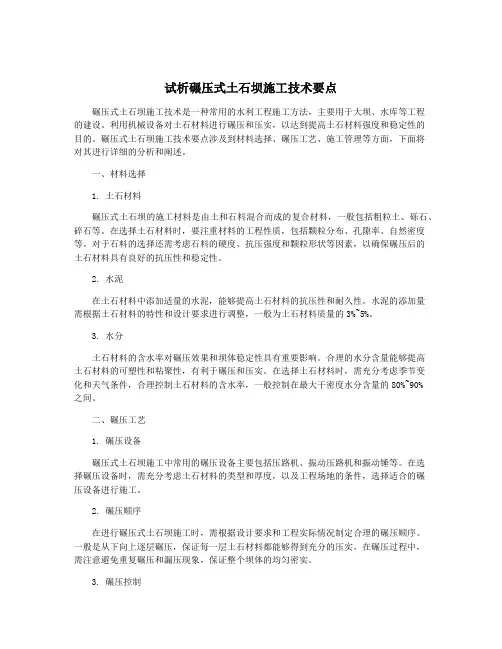 试析碾压式土石坝施工技术要点
