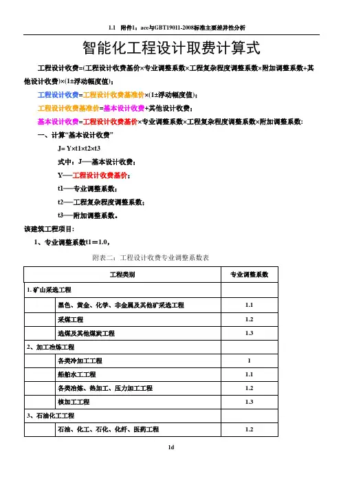 智能化工程设计取费标准