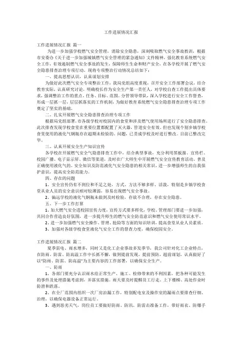 工作进展情况汇报