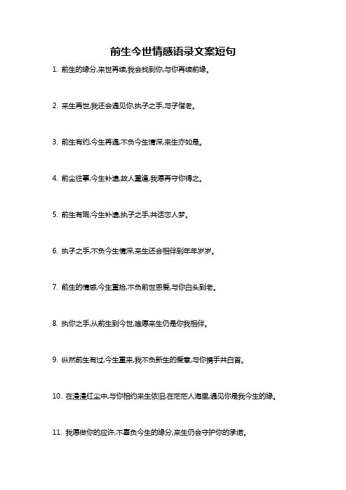 前生今世情感语录文案短句