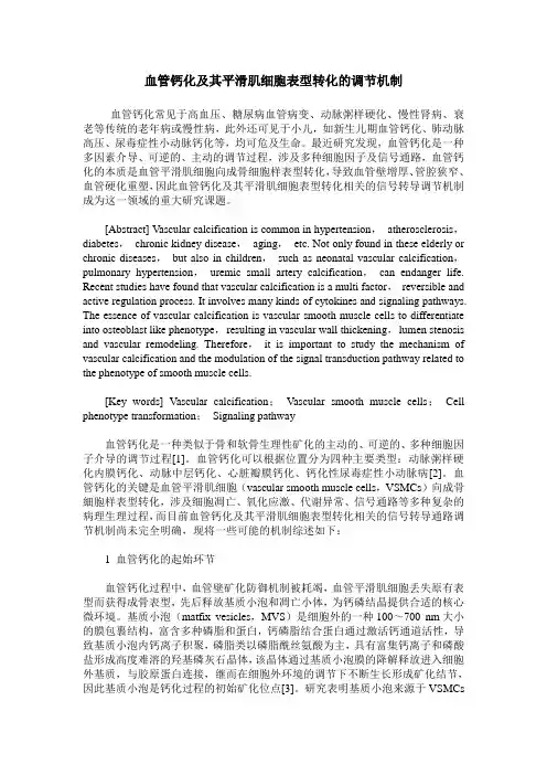血管钙化及其平滑肌细胞表型转化的调节机制
