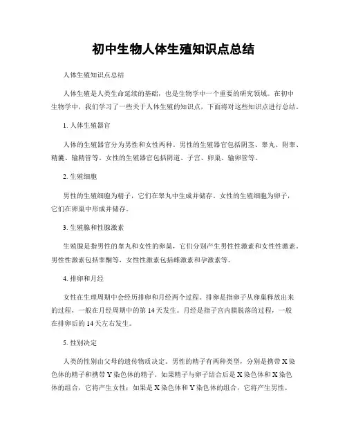 初中生物人体生殖知识点总结