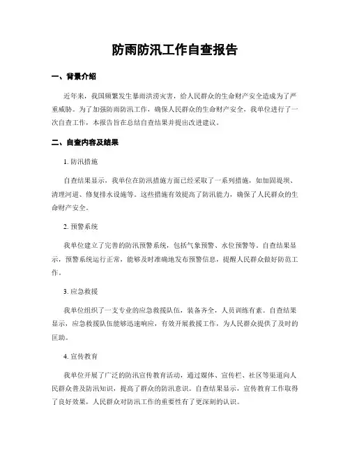 防雨防汛工作自查报告